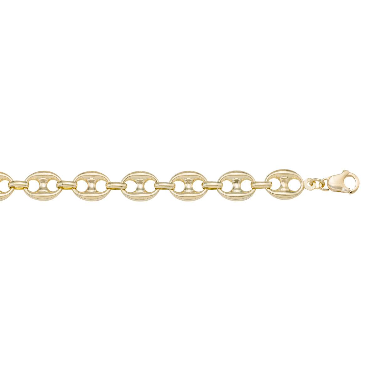 BRACELETS YELLOW GOLD HOLLOW PUFFED ANCHOR LINK CHAIN