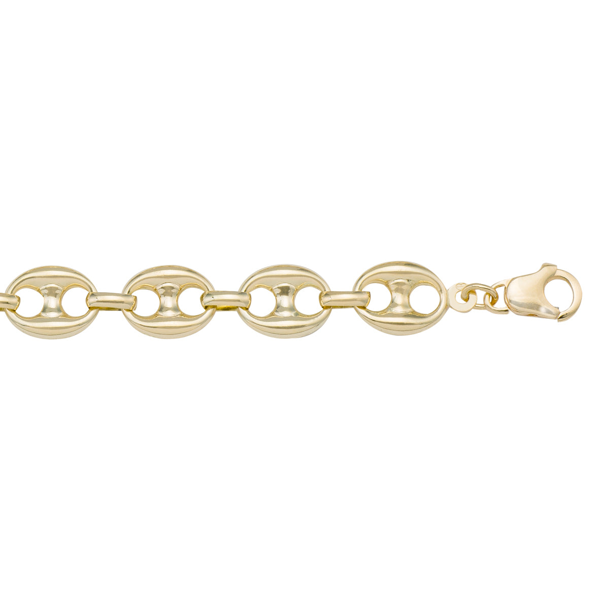 BRACELETS YELLOW GOLD HOLLOW PUFFED ANCHOR LINK