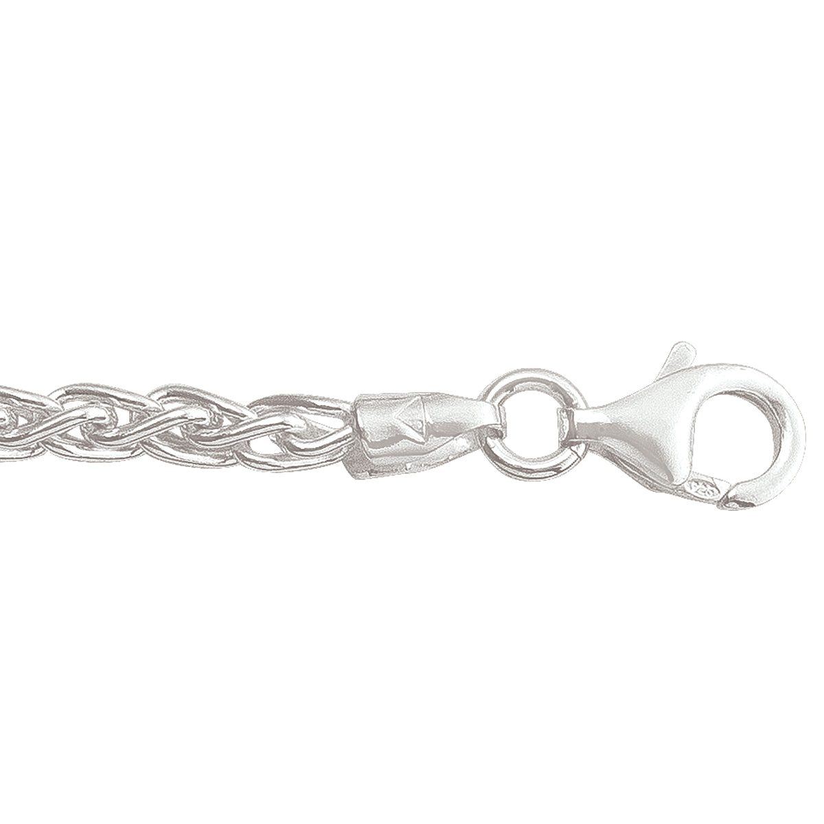 CHAINS SILVER SOLID ROUND WHEAT LINK 