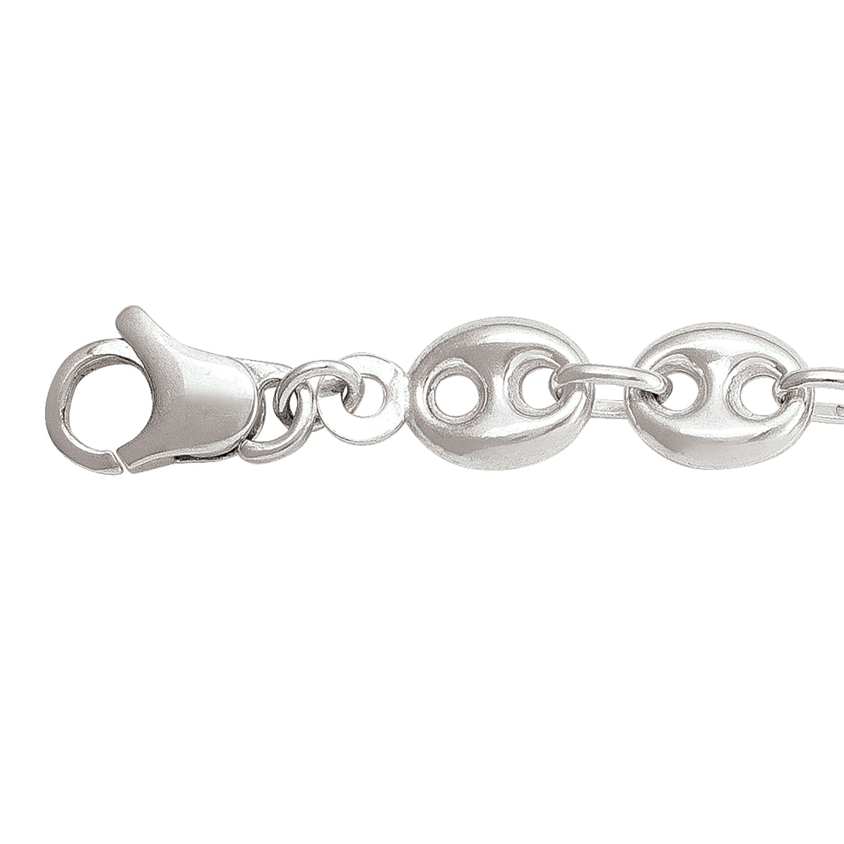 BRACELETS SILVER HOLLOW PUFFED ANCHOR LINK CHAIN