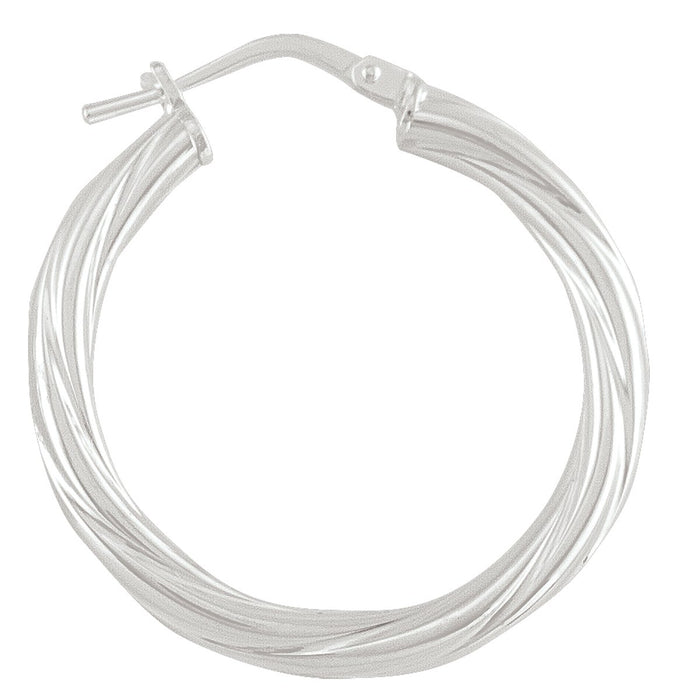 EARRINGS STERLING SILVER TWISTED HOOP 