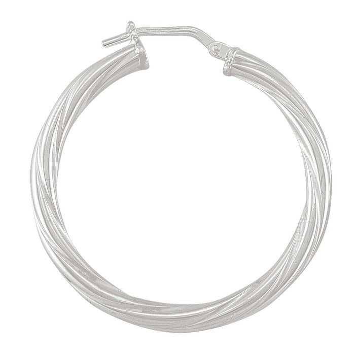 EARRINGS STERLING SILVER TWISTED HOOP 