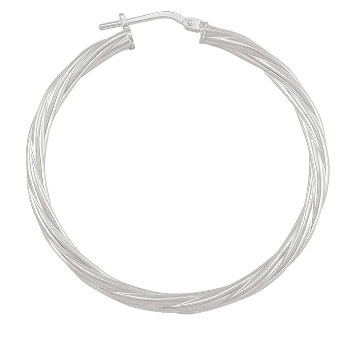 EARRINGS STERLING SILVER TWISTED HOOP 