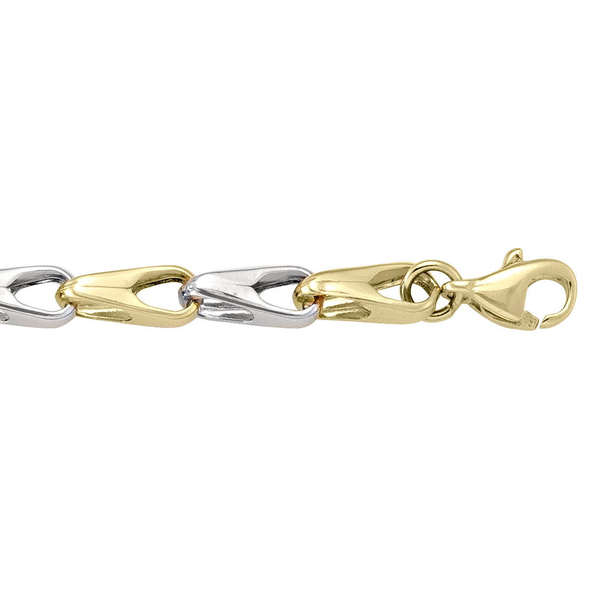 BRACELETS TWO TONE GOLD HOLLOW FANCY ROUND LINK CHAIN