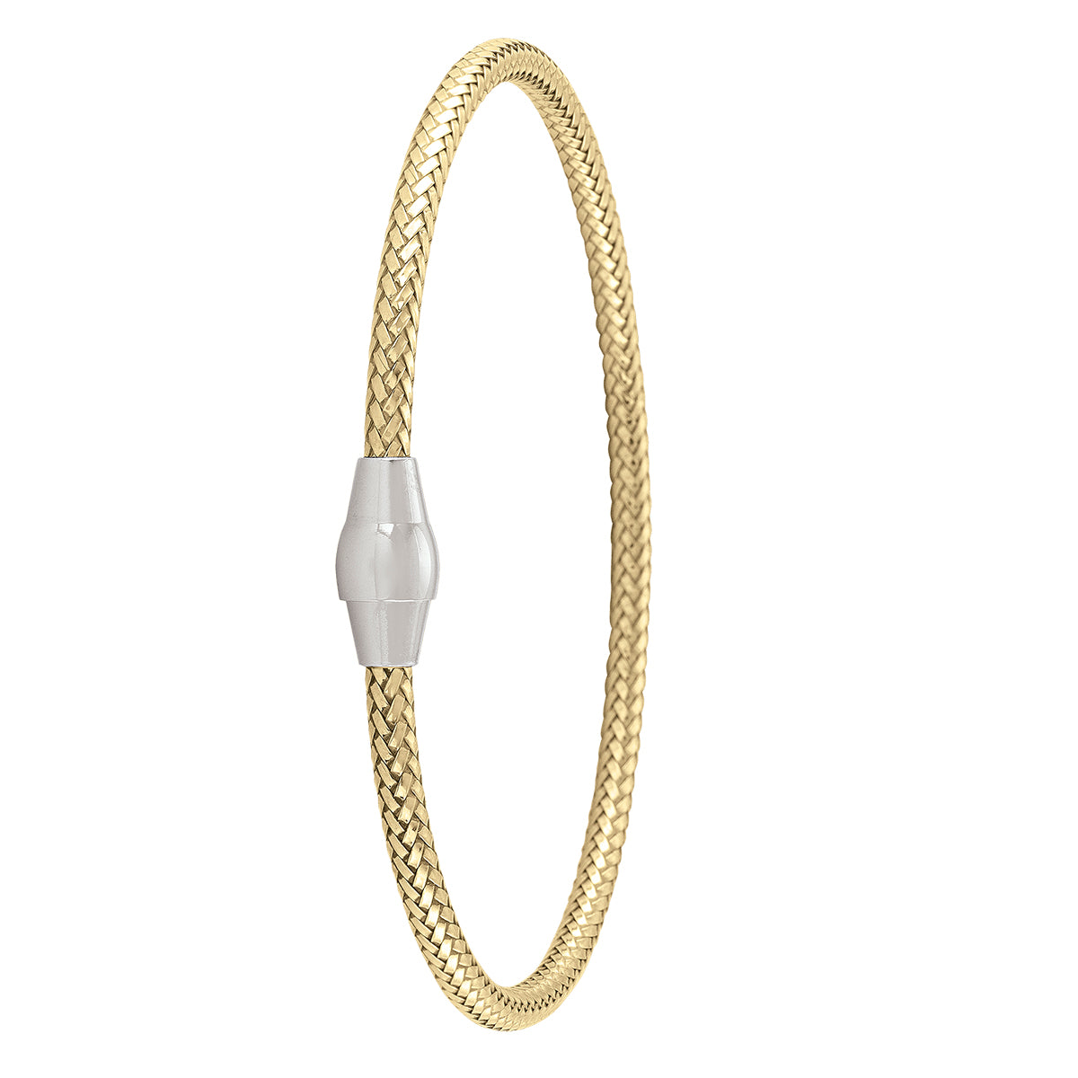 STERLING SILVER YELLOW GOLD PLATED MAGNETIC CLASP BANGLE