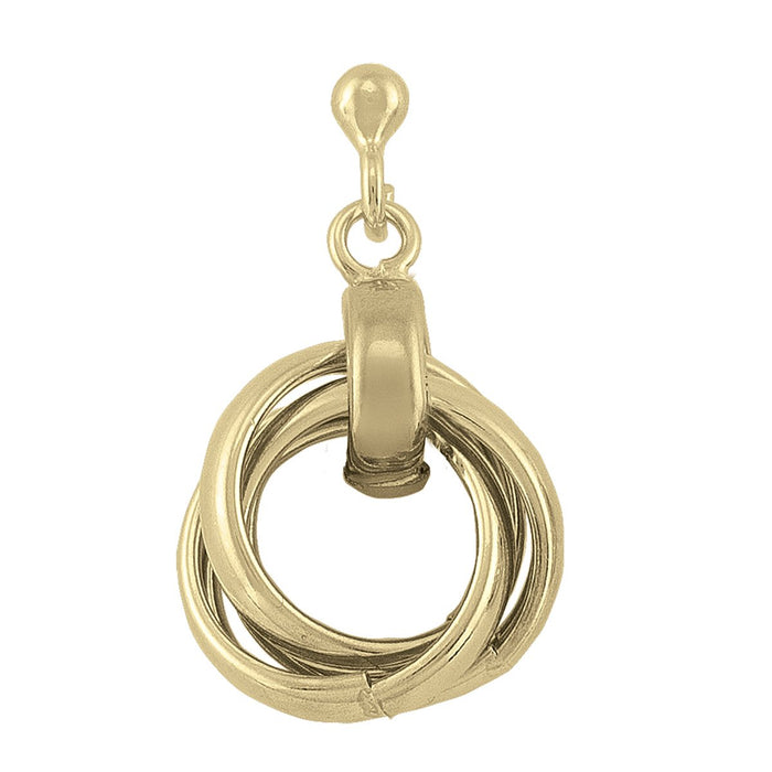 EARRINGS STERLING SILVER YELLOW GOLD LOVE KNOT DROP 