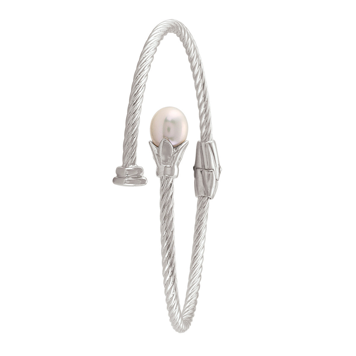 BANGLES STERLING SILVER RHODIUM PLATED AND PEARL FANCY 