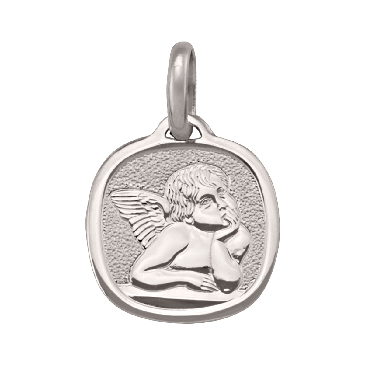 ANGEL MEDAL WHITE GOLD SOLID