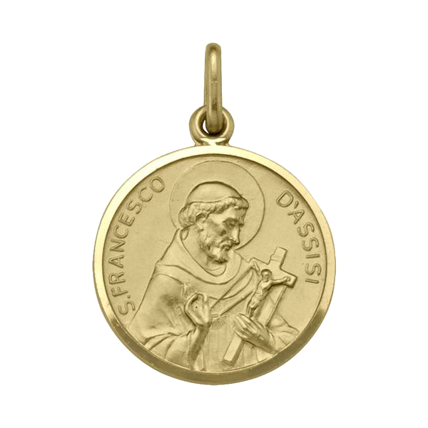 ST. FRANCIS MEDAL YELLOW GOLD SOLID