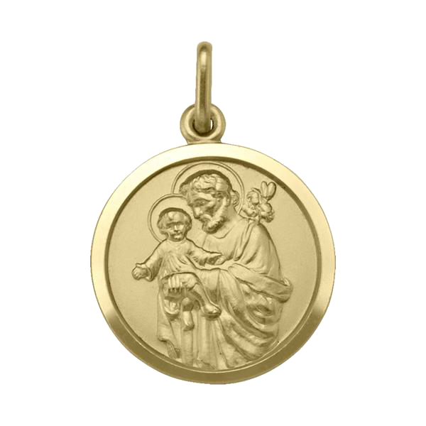 YELLOW GOLD SOLID ST. JOSEPH MEDAL