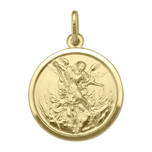 ST. MICHAEL MEDAL YELLOW GOLD SOLID