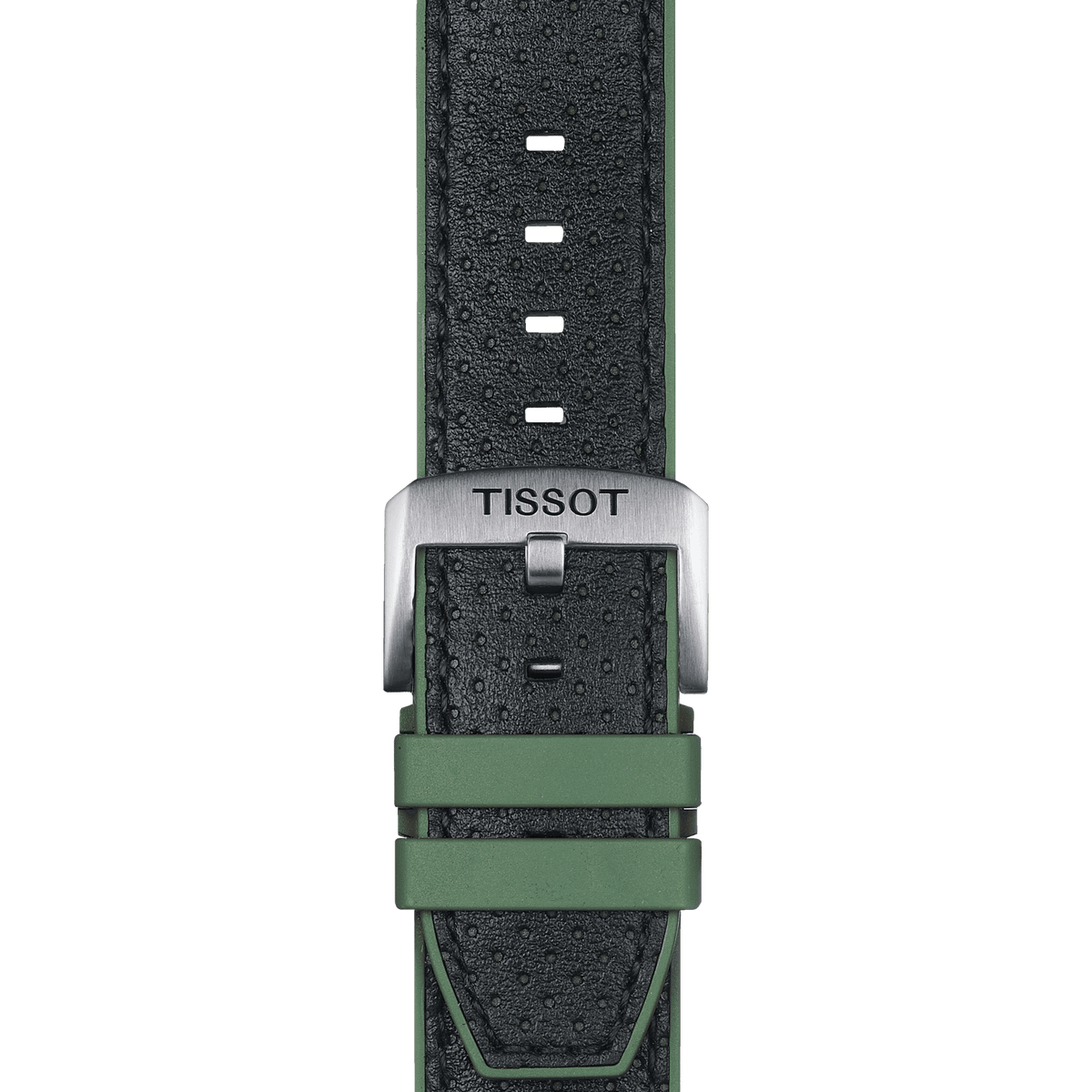 TISSOT OFFICIAL GREEN LEATHER AND RUBBER STRAP LUGS 22 MM