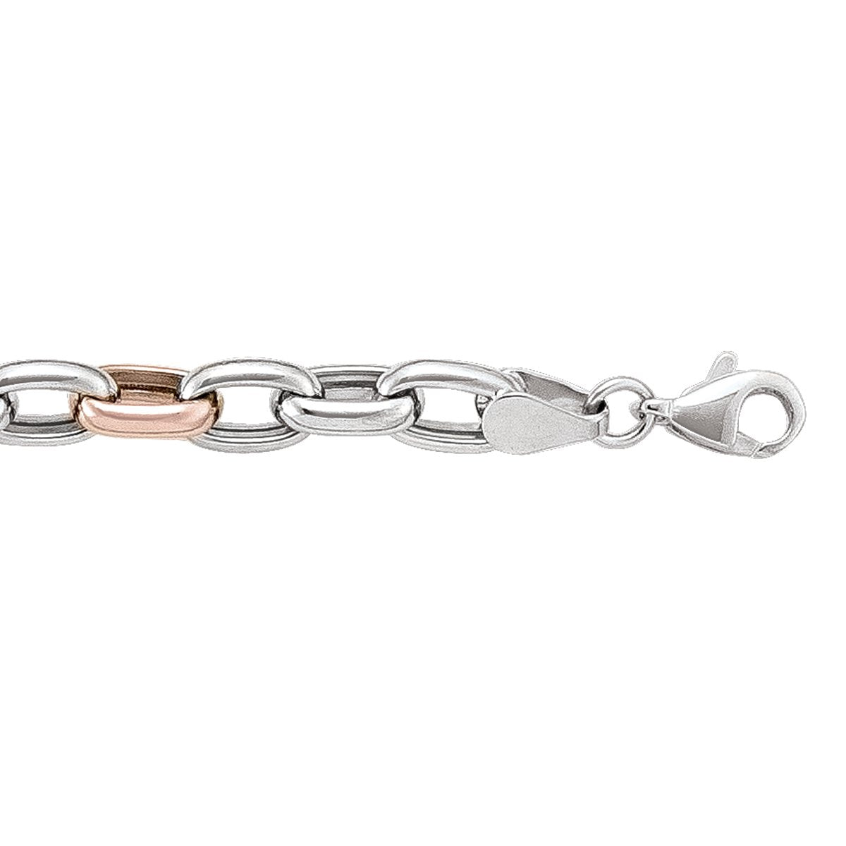 PINK AND WHITE GOLD FANCY HOLLOW LINK BRACELET