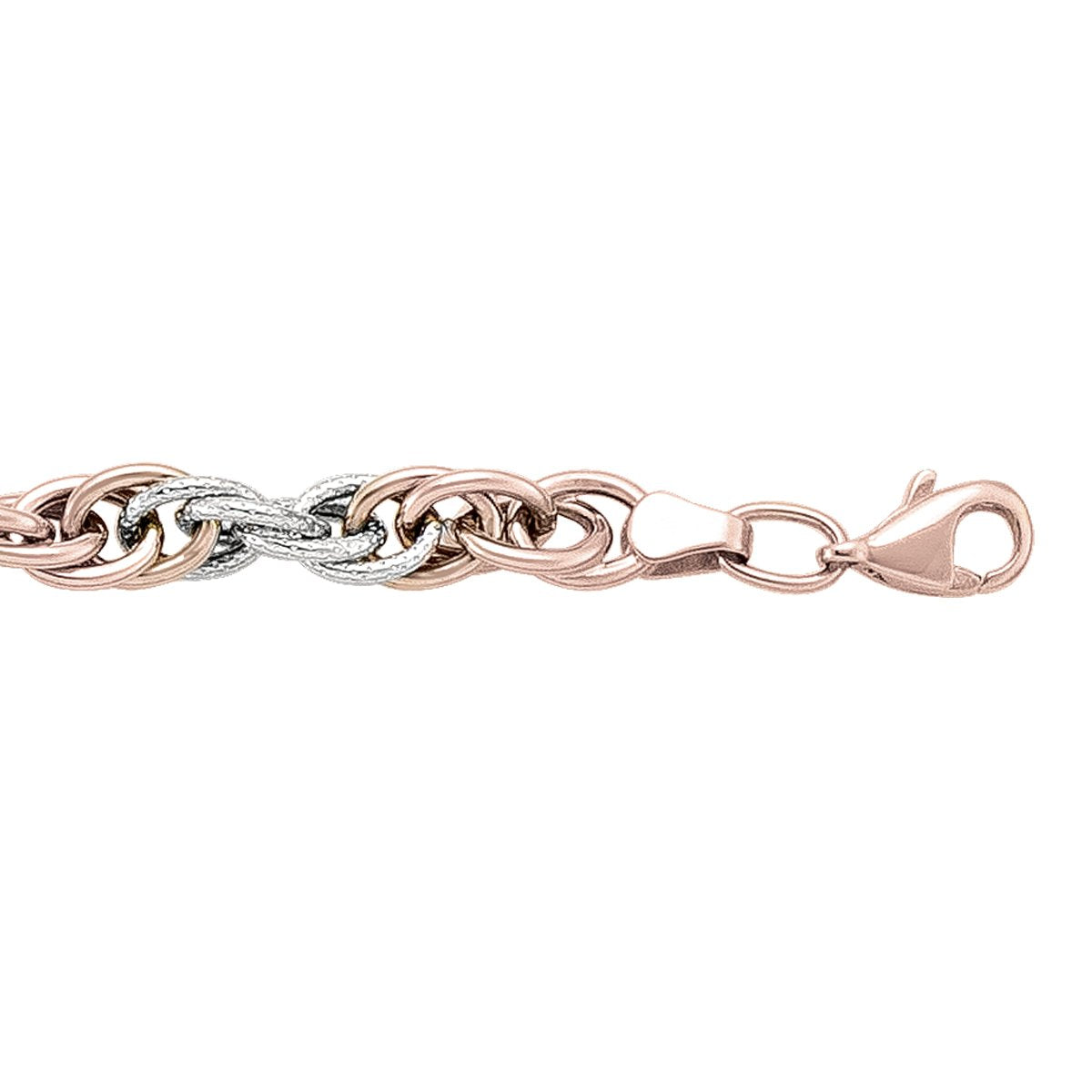 LADIES BRACELETS PINK AND WHITE GOLD FANCY HOLLOW 