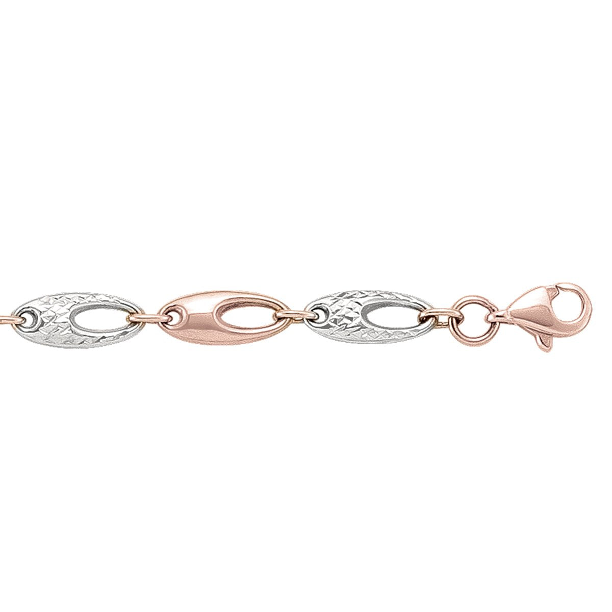 LADIES BRACELETS PINK AND WHITE GOLD FANCY HOLLOW 