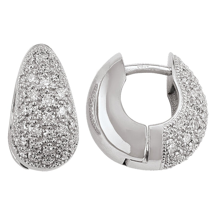 DIAMOND EARRINGS WHITE GOLD DIAMOND ROUND HUGGIE 
