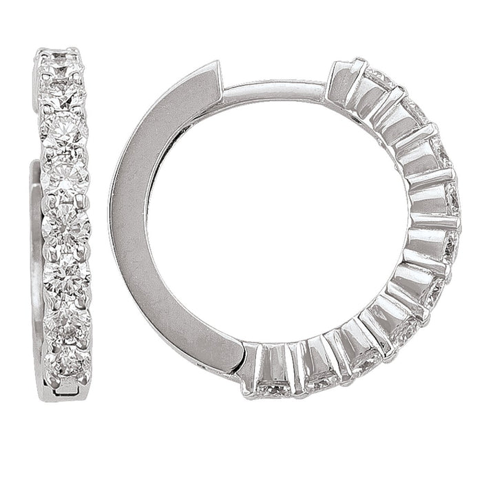 DIAMOND EARRINGS WHITE GOLD DIAMOND ROUND HUGGIE 