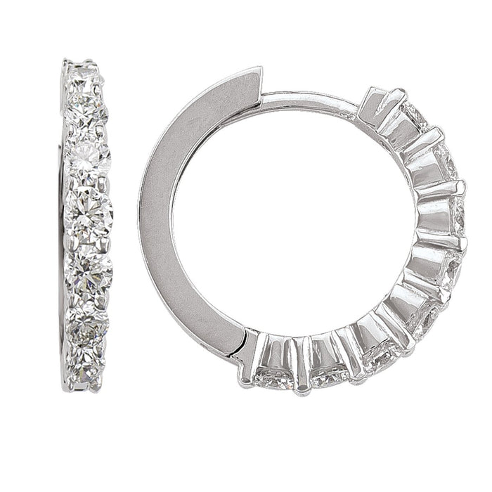 DIAMOND EARRINGS WHITE GOLD DIAMOND ROUND HUGGIE 