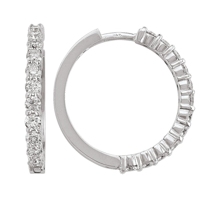 DIAMOND EARRINGS WHITE GOLD DIAMOND ROUND HUGGIE 
