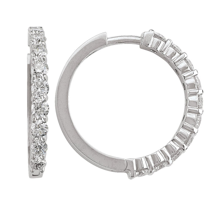 DIAMOND EARRINGS WHITE GOLD DIAMOND ROUND HUGGIE 