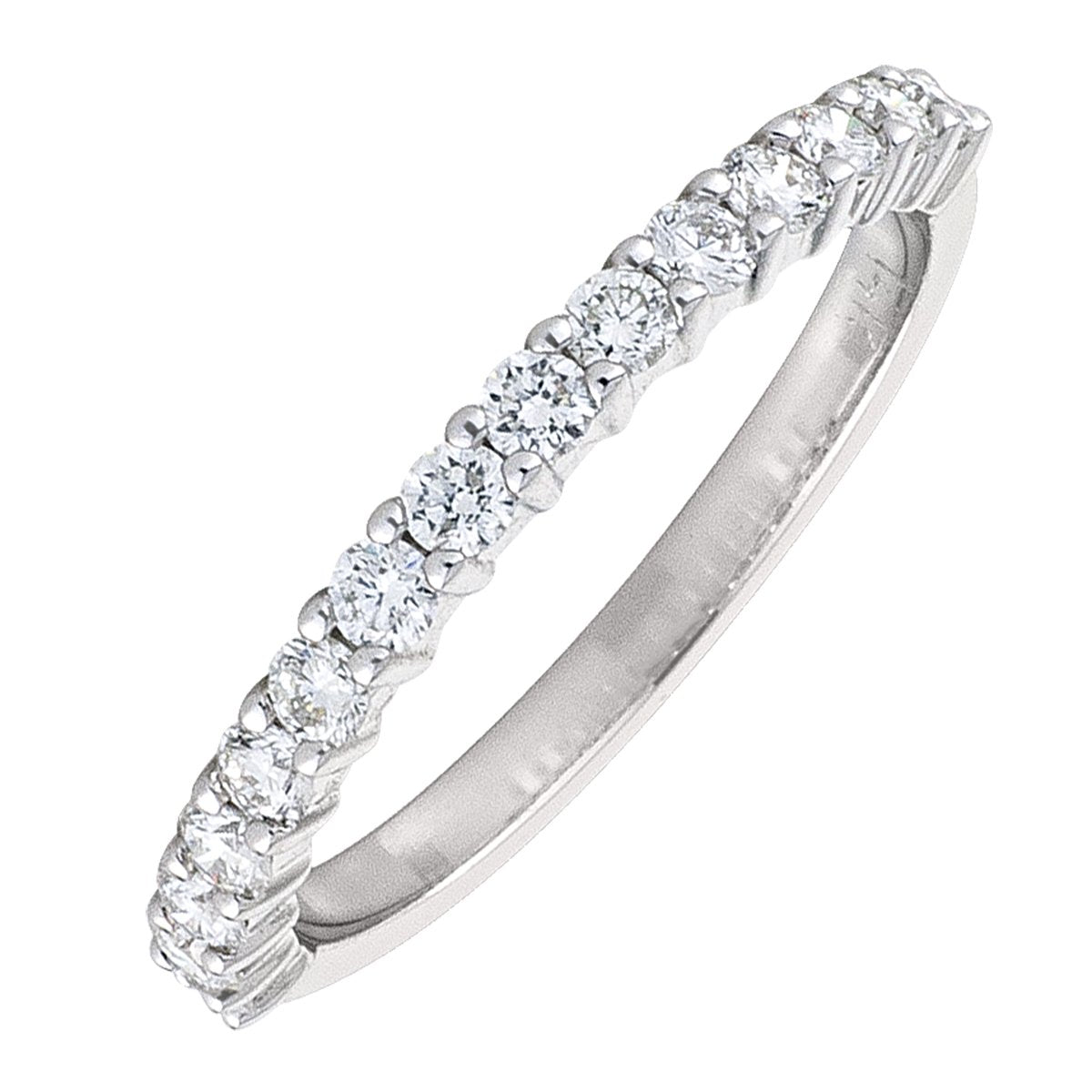 WHITE GOLD DIAMOND SHARED CLAW HALF ETERNITY BAND  (AVAILABE IN VARIOUS STONE AND RING SIZE).