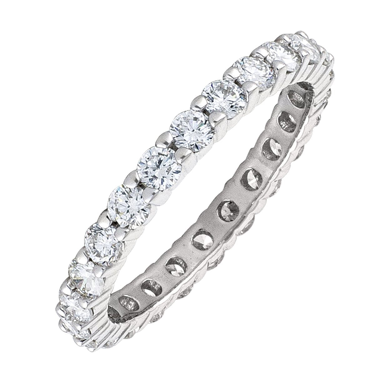 WHITE GOLD DIAMOND SHARED CLAW FULL ETERNITY BAND  (AVAILABE IN VARIOUS STONE AND RING SIZE).