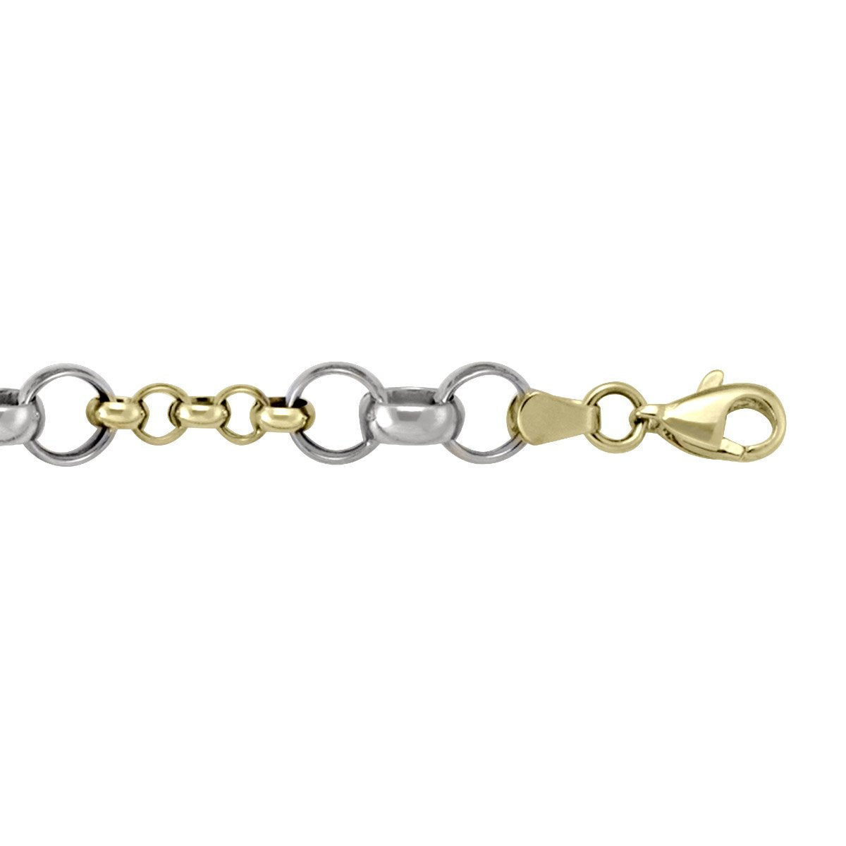 BRACELETS TWO TONE GOLD HOLLOW ROLO LINK CHAIN