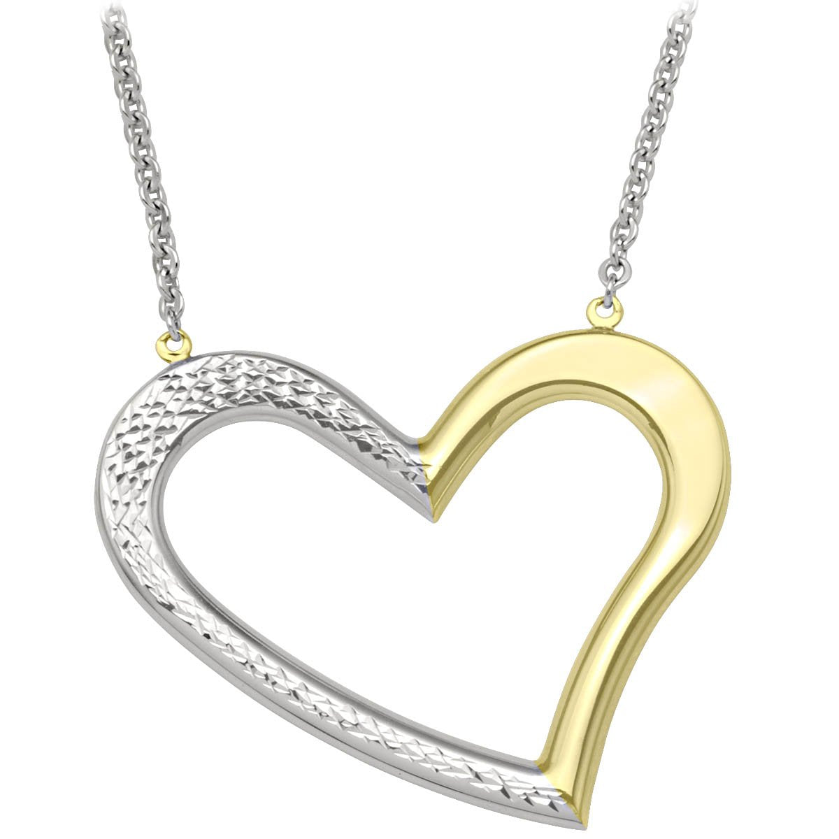 NECKALES TWO TONE GOLD LARGE OPEN HEART 