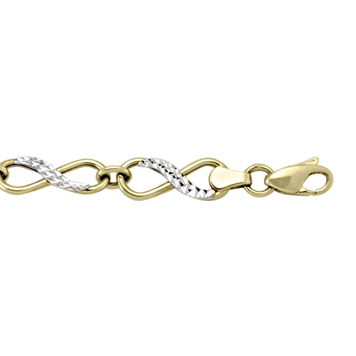 BRACELETS TWO TONE GOLD INFINITY HOLLOW LINK 
