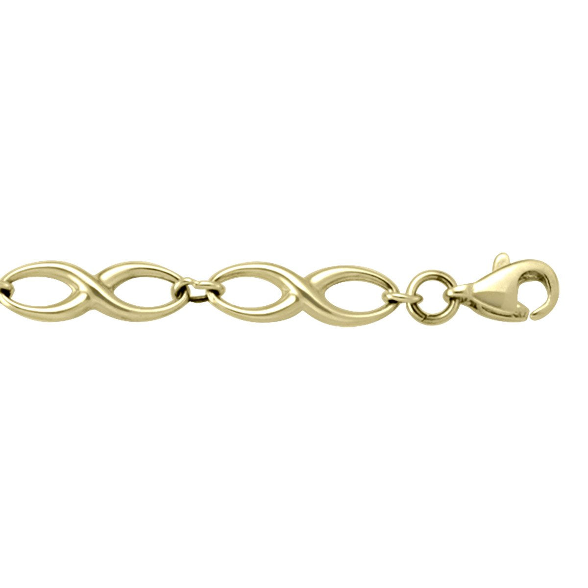 BRACELETS YELLOW GOLD INFINITY HOLLOW LINK 