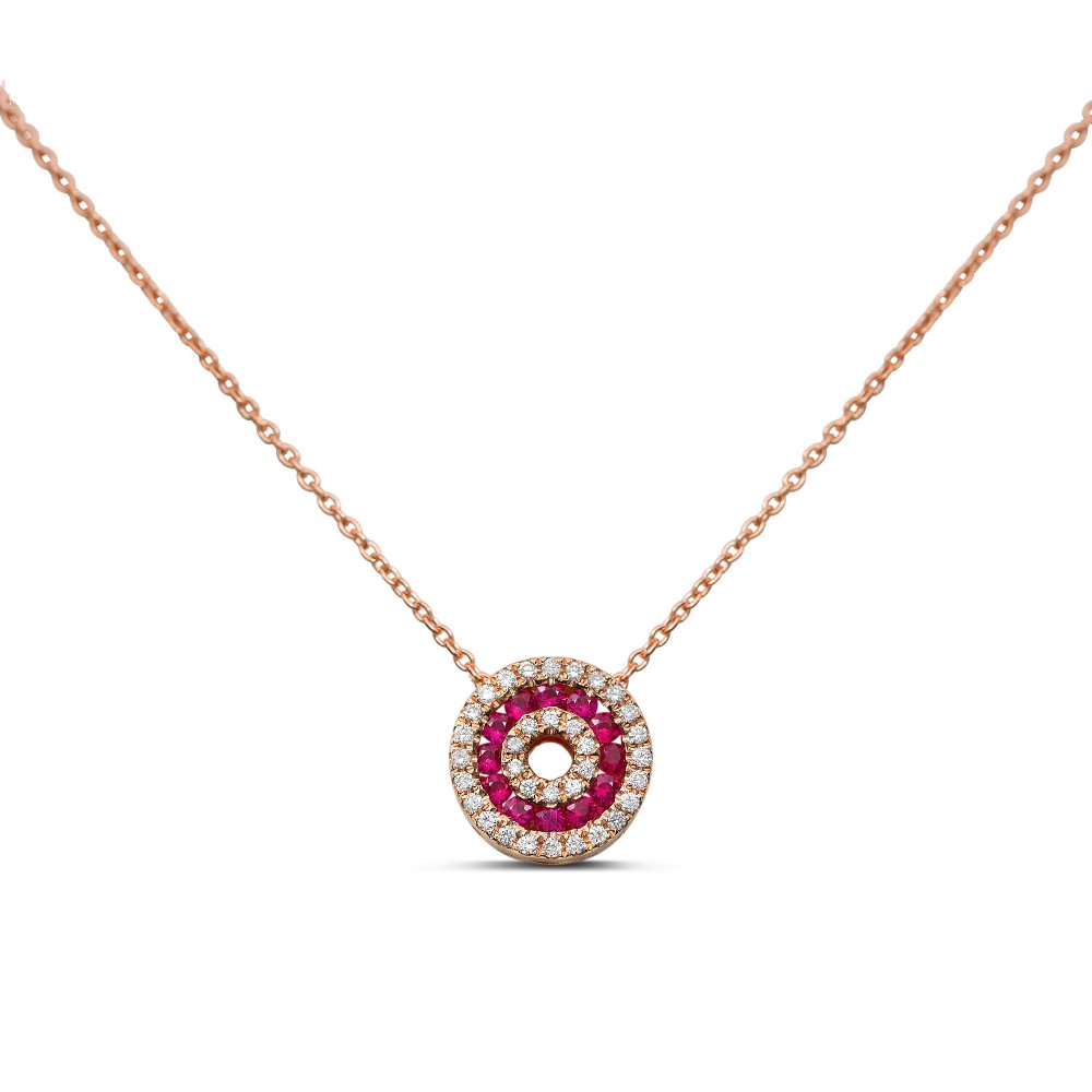 Ruby & Diamond Open Circle Necklace