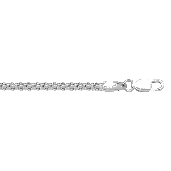 CHAINS WHITE GOLD HOLLOW POPCORN LINK (LOBSTER CLASP) 