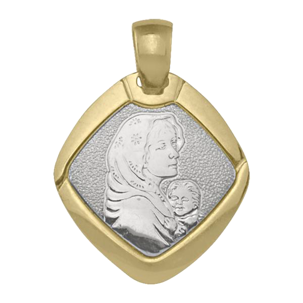 MADONNA MEDAL TWO TONE GOLD SOLID