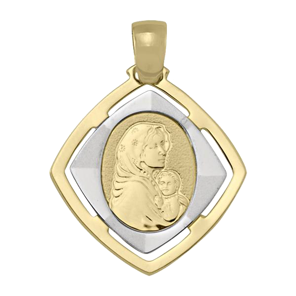 MADONNA MEDAL TWO TONE GOLD SOLID
