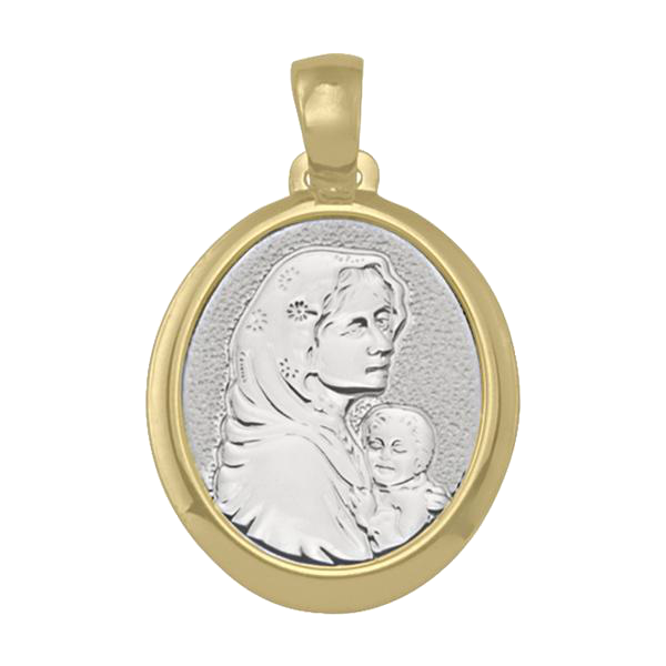 MADONNA MEDAL TWO TONE GOLD SOLID