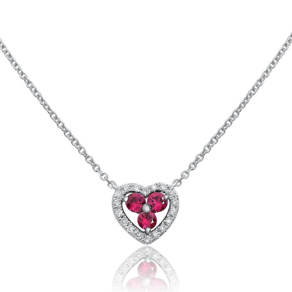 Heartshaped Ruby Cluster Necklace