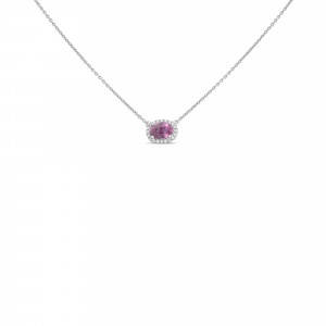 White Gold Oblong Pink Sapphire Necklace
