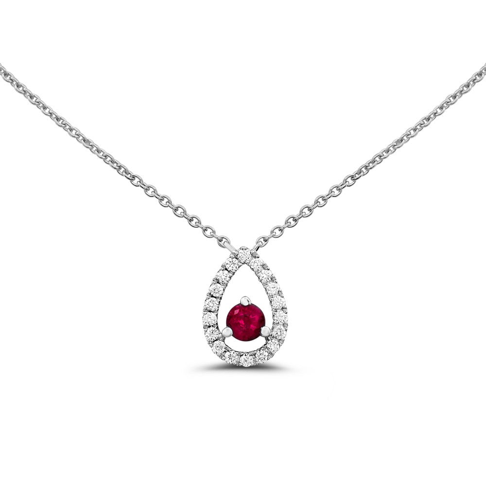 White Gold Floating Ruby Necklace