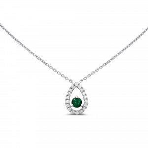 White Gold Floating Emerald Necklace