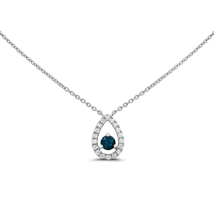 DIAMOND NECKLACES GEMSTONE WHITE GOLD FLOATING SAPPHIRE 